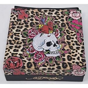 Ed Hardy Gold Charm Bracelet Round Watch Tattoo Charms Damaged Box NEW